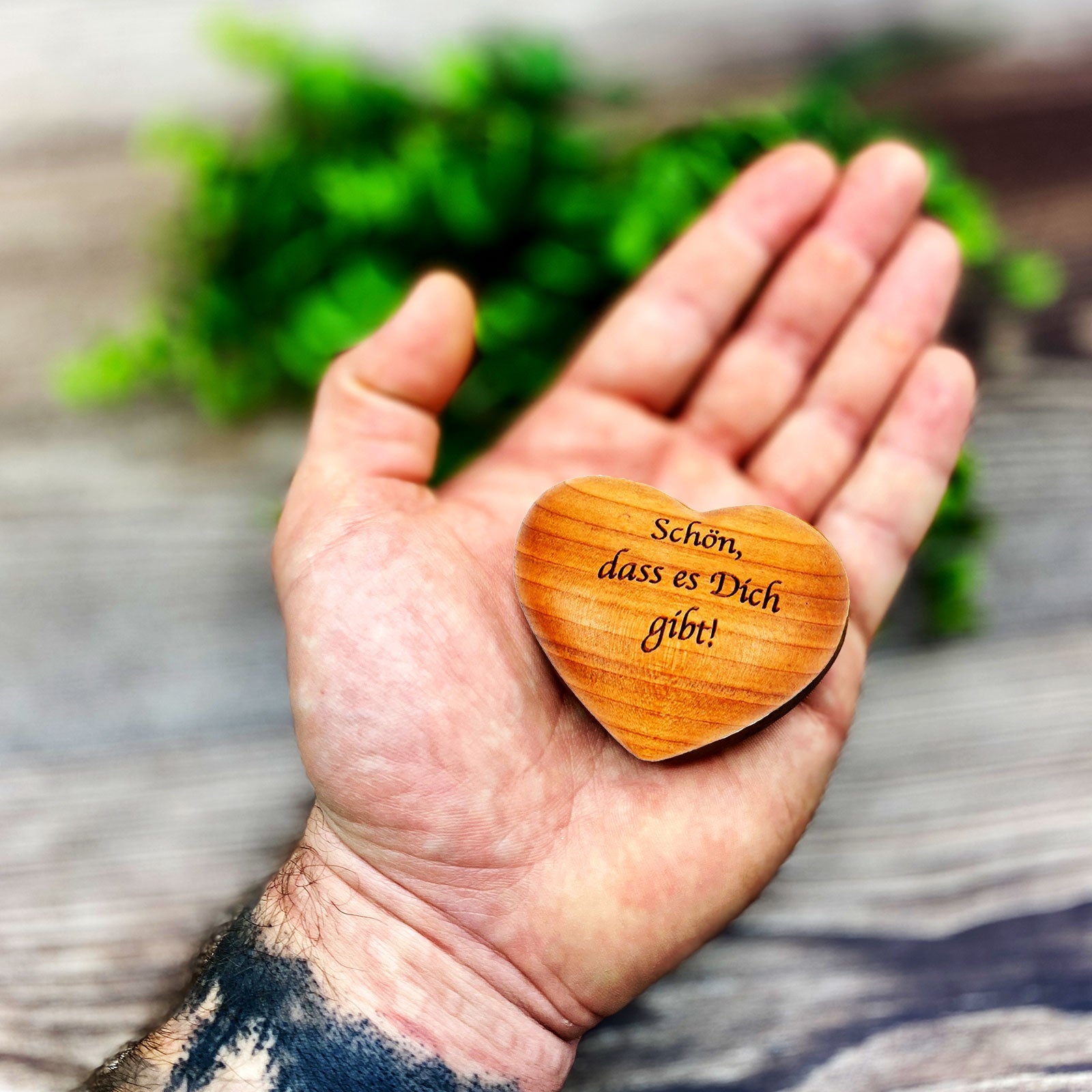 Holz Herz | Wurmis-Holzdeko - Herz Handschmeichler aus Holz - Holz Herzen mit Sprüchen - Holz Herz mit Gravur