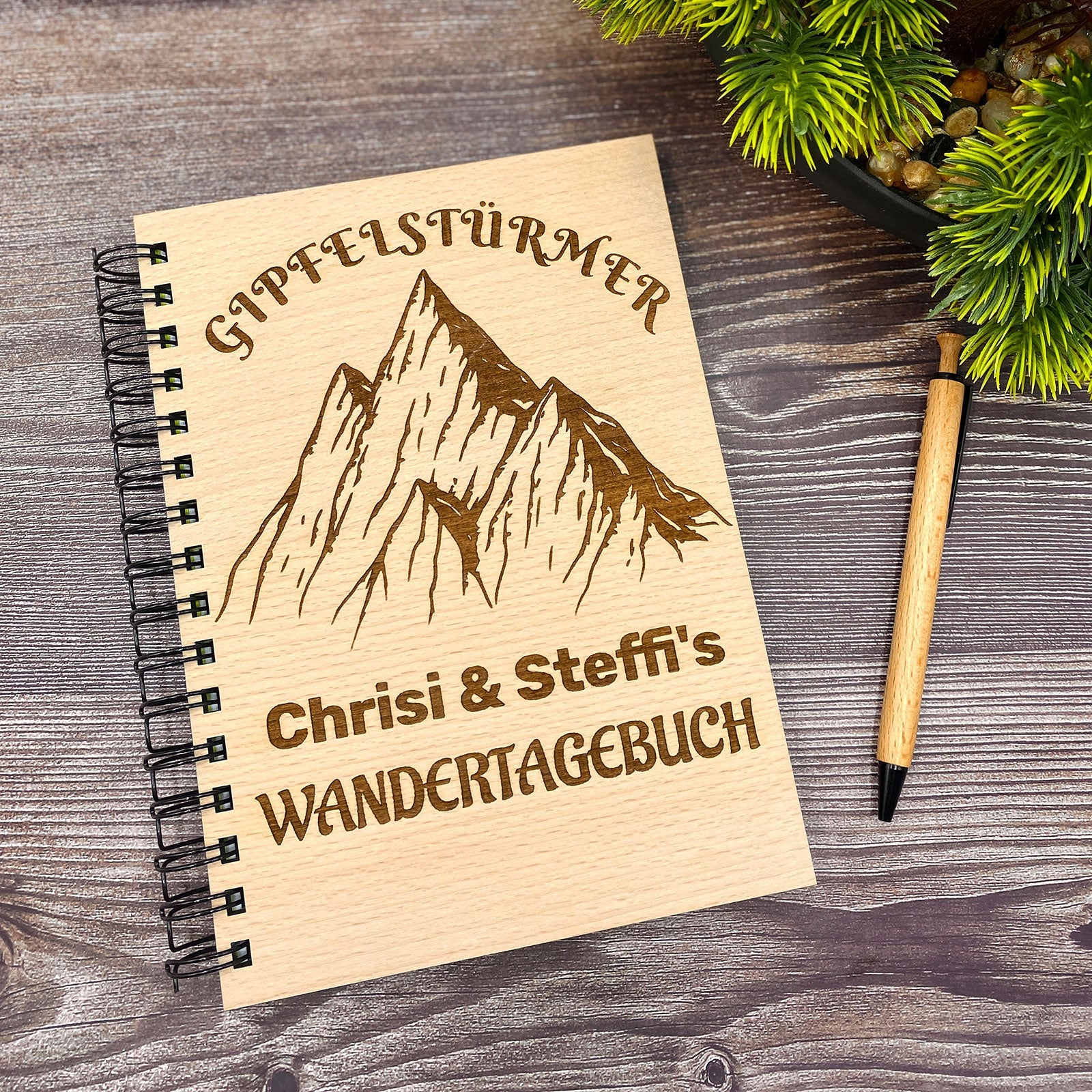 Tagebuch | Wurmis-Holzdeko, Holzbuch mit Gravur - wähle aus Wandertagebuch, Jagdtagebuch, Reisetagebuch, Skitourenbuch