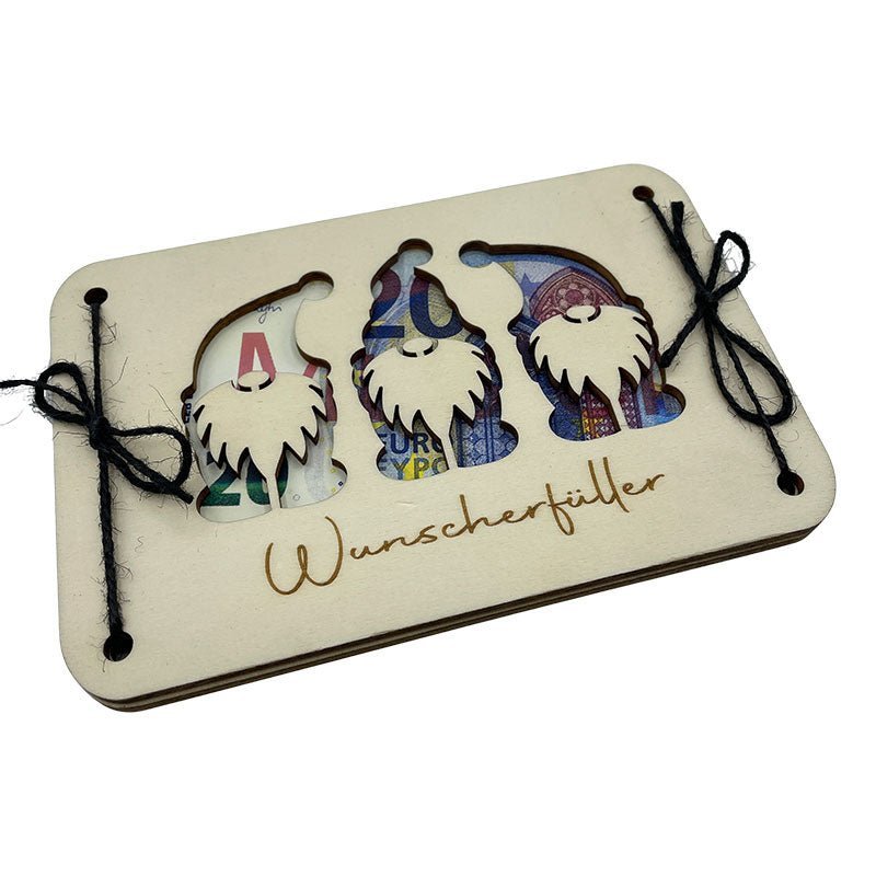 Wunscherfüller aus Holz, kleine Geldgeschenke aus Holz mit Personalisierung, Geldgeschenk zu Weihnachten kaufen