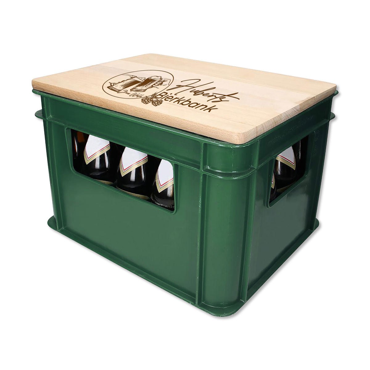 Holz-Bierkistensitz mit Gravur „Zum Wohle“ – Geschenkidee für Männer
