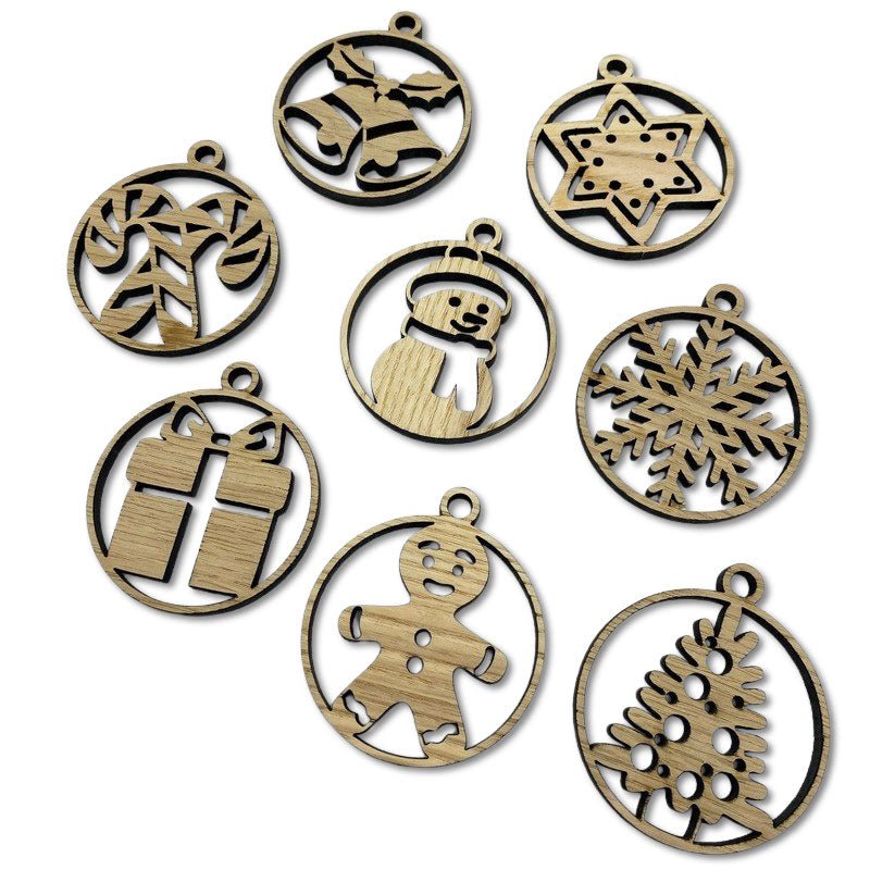 Christbaumanhänger aus Holz – Verschiedene Motive auf natürlichem Holz Anhänger für den Christbaum