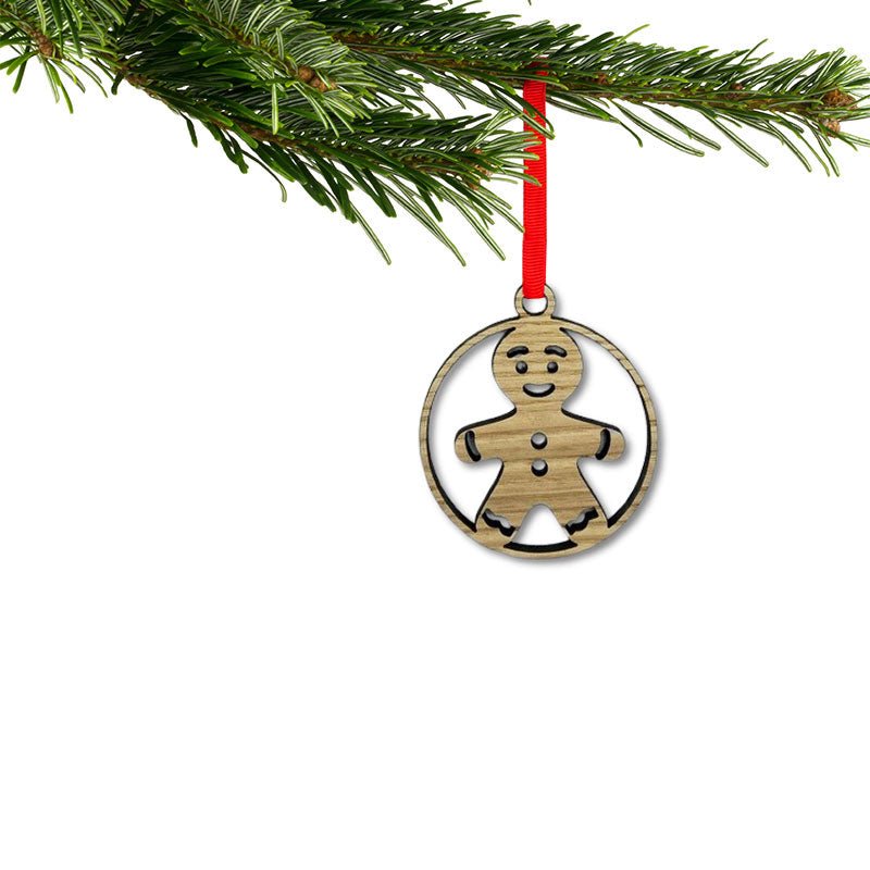 Holzanhänger Lebkuchenmann Motiv – handgemachte Weihnachtsdeko aus Holz - Christbaumanhänger aus Holz
