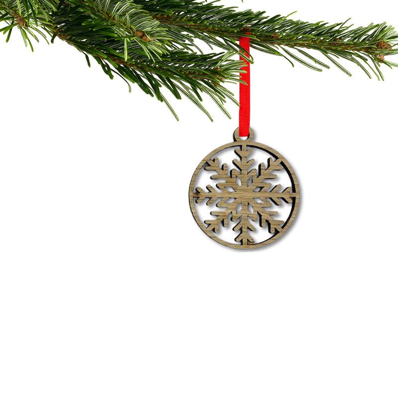Christbaumanhänger Schneeflocke aus Holz mit sichtbarer Maserung – Wurmis-Holzdeko