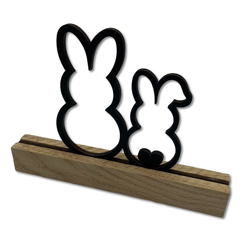 Osteraufsteller Osterhasen schwarz lackiert - minimalistische Frühlingsdeko - Osterdekoration aus Holz