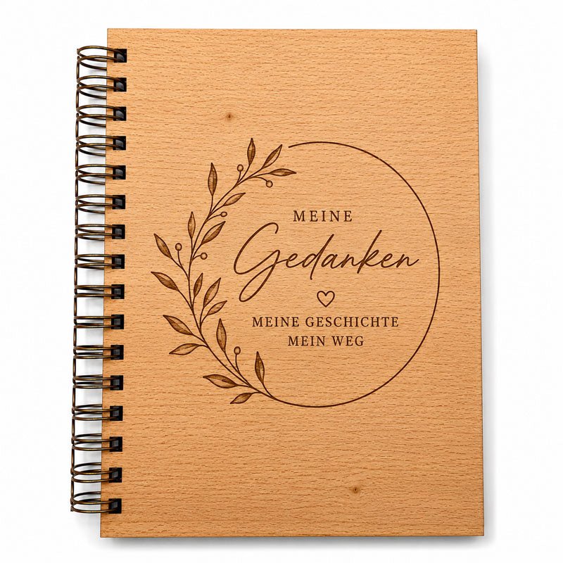 Notizbuch aus Holz mit personalisiertem Echtholz-Cover - jetzt online selbst gestalten