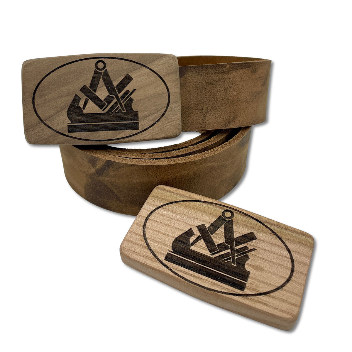 Nachhaltiges Gürtel aus Holz graviert mit Firmenlogo