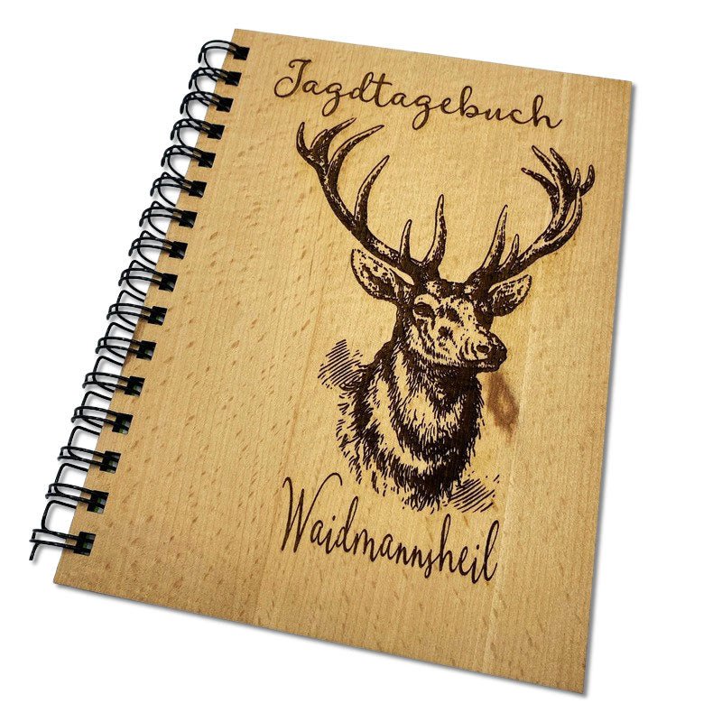 Geschenk für Jäger ein Jagdtagebuch aus Holz