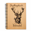 Jagdtagebuch aus Holz mit Hirsch als Gravur