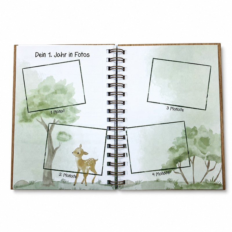 Babybuch erstes Jahr - Innenseiten Holzbuch für Babys