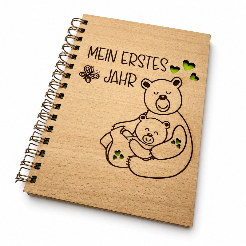 Erinnerungsbuch erstes Jahr Baby - Babytagebuch Bär