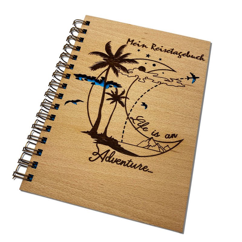 Mein Reisetagebuch - Graviertes Holzbuch