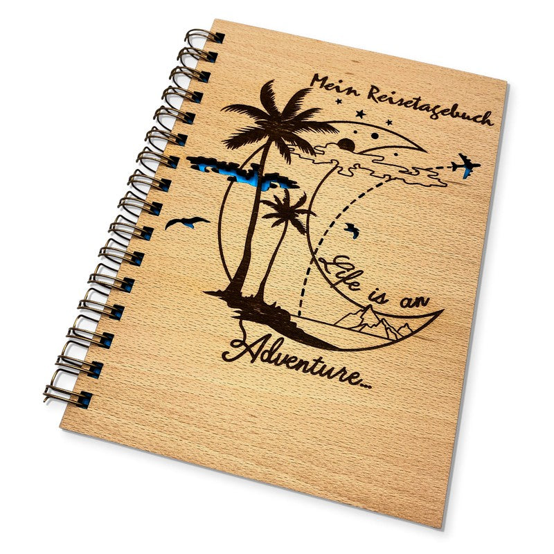 Mein Reisetagebuch - Graviertes Holzbuch