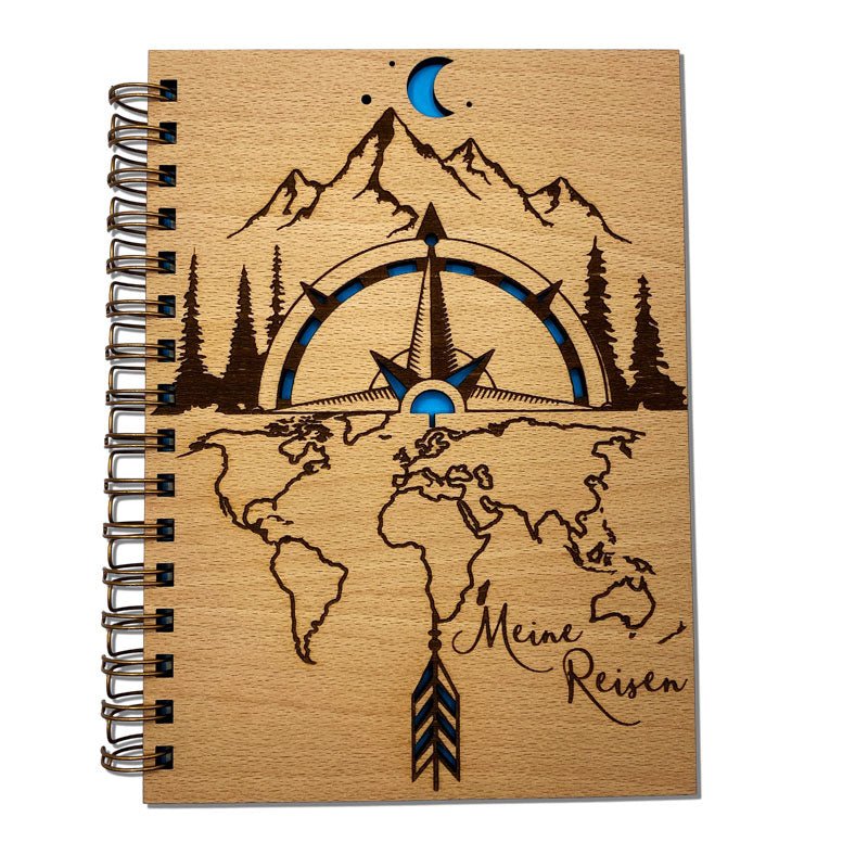 Reisetagebuch - Holztagebuch für Reisen