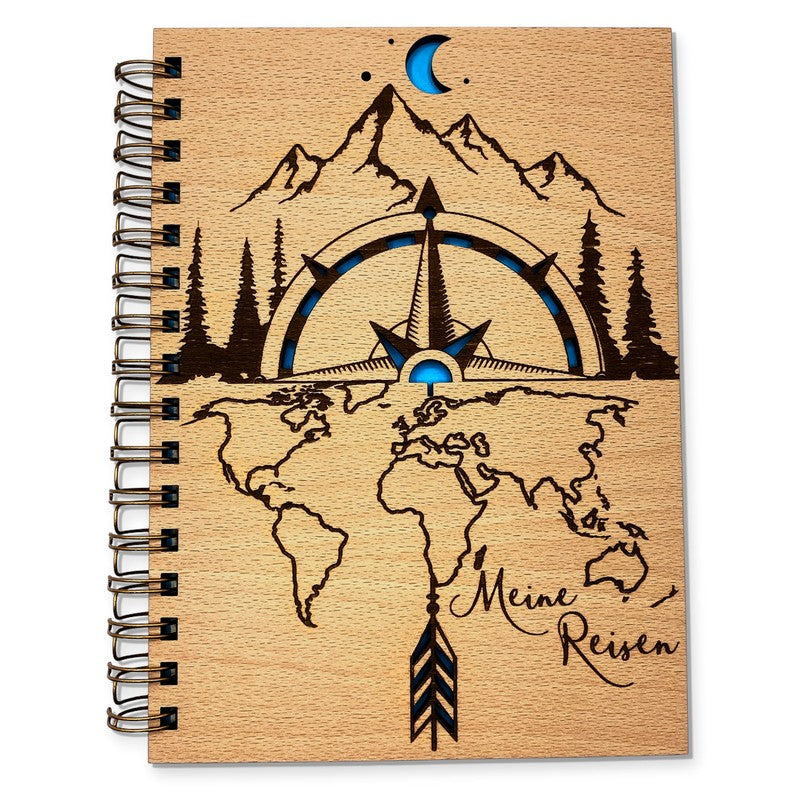 Reisetagebuch - Holztagebuch für Reisen