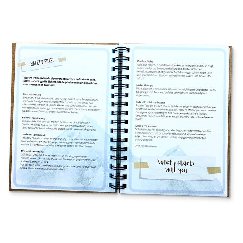 Geschenk für Skitourengeher ein Tourentagebuch