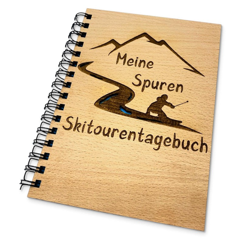 Tourentagebuch Skitour - Graviertes Holzbuch