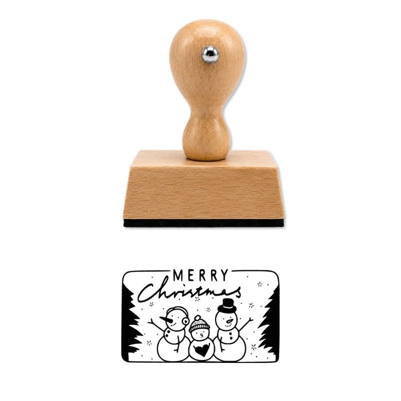 Holzstempel mit Schneemann Motiv – perfekt zum Stempeln von Geschenkanhängern