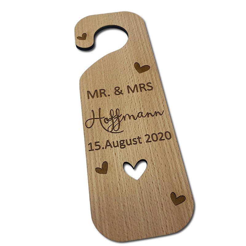 Personalisiertes Türgriff-Schild aus Holz zur Hochzeit
