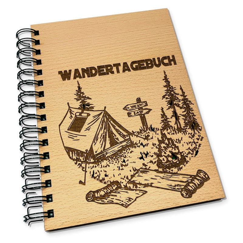 Tagebuch für Bergtouren - Holzcover Graviert