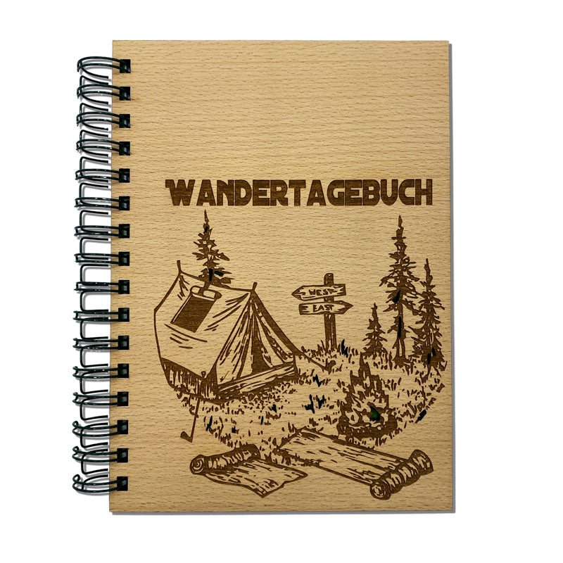 Wandertagebuch aus Holz mit Gravur
