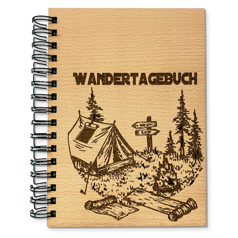 Wandertagebuch aus Holz mit Gravur