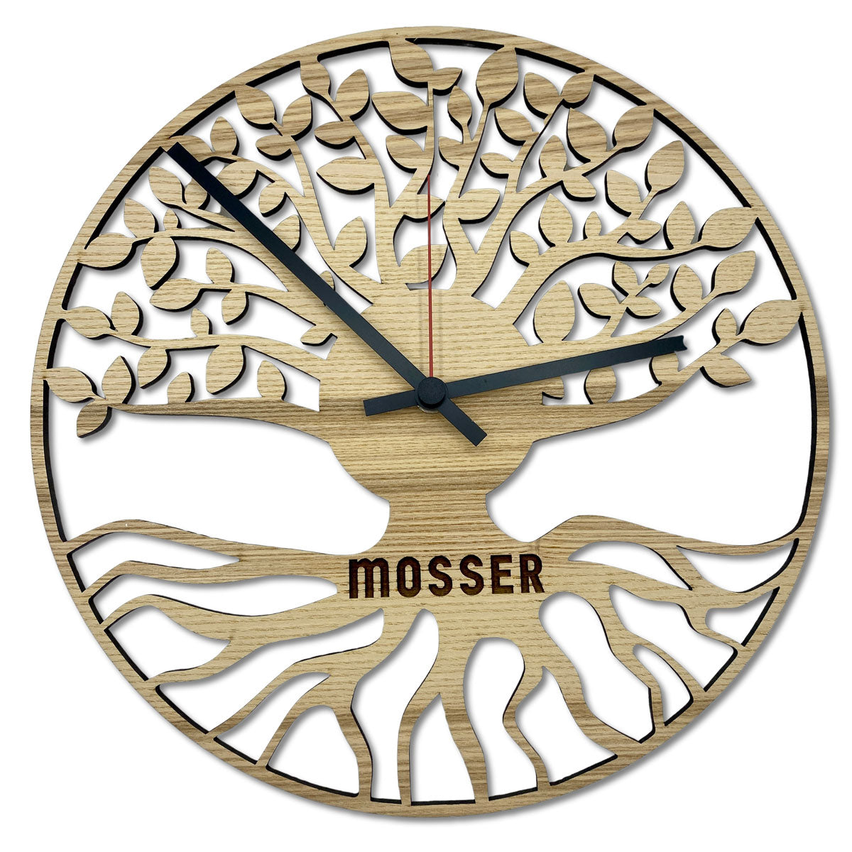 Exklusive Wanduhr aus Holz graviert mit Logo