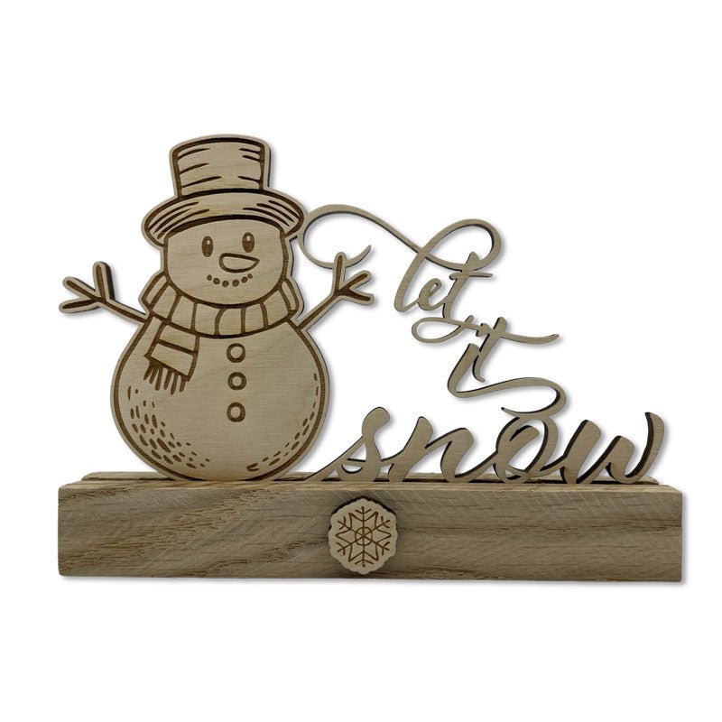 Weihnachtsaufsteller aus Eiche Klötzchen und Birkensperrholz – festliche Holzdeko für Weihnachten