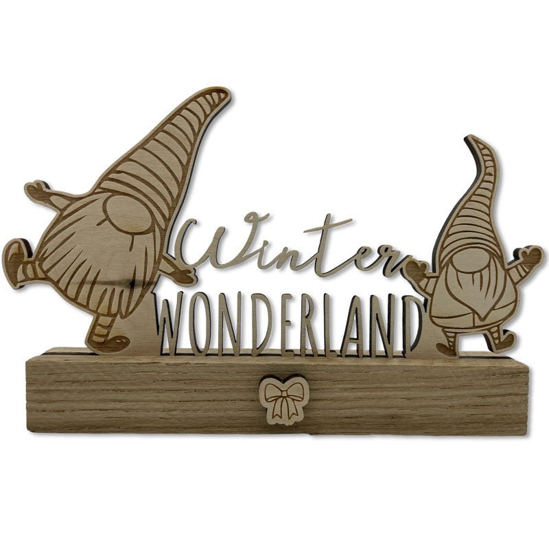 Winter Wonderland Aufsteller aus Holz mit zwei Wichteln – nachhaltige Deko für Weihnachten von Wurmis-Holzdeko