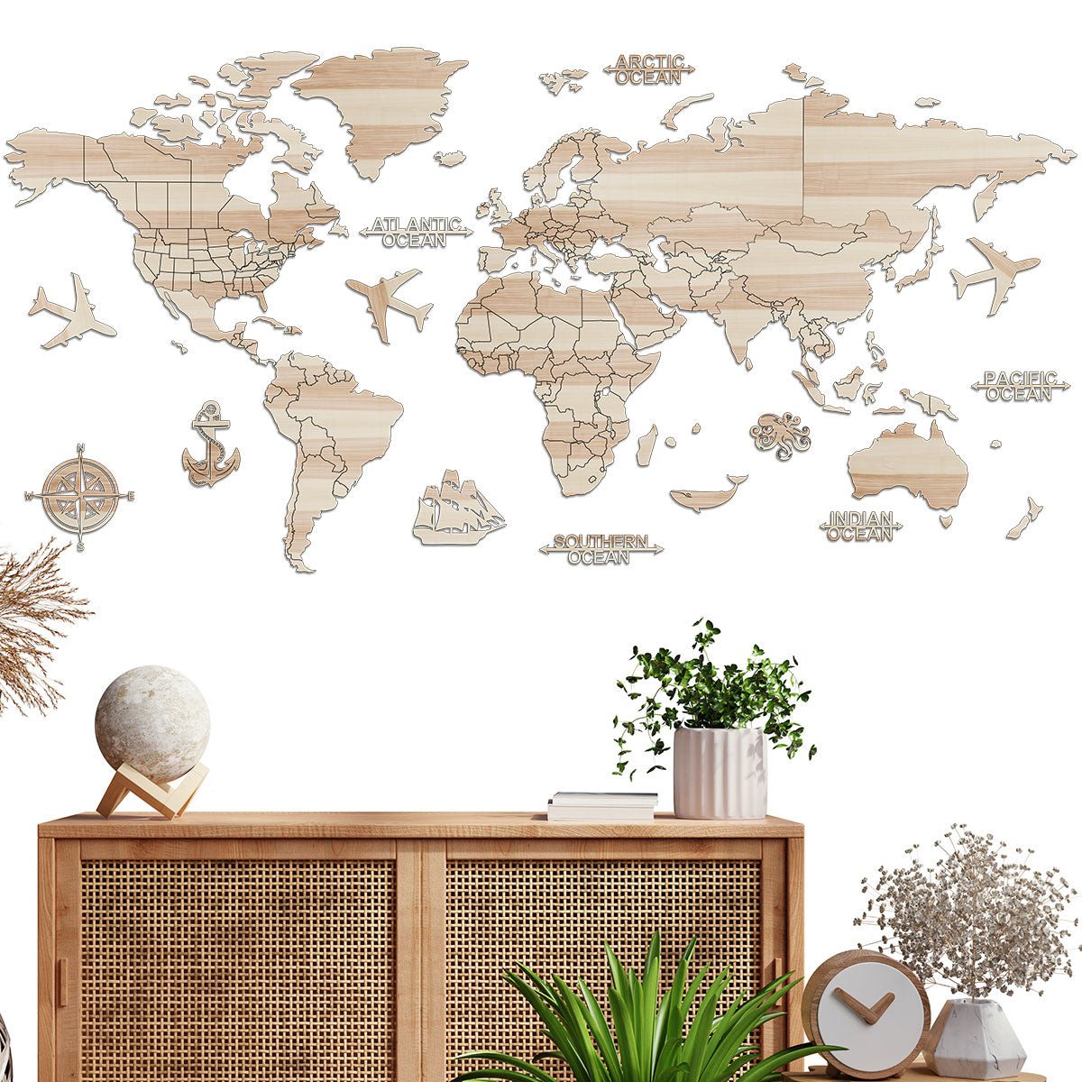 PREMIUM Weltkarte aus Holz - SMALL