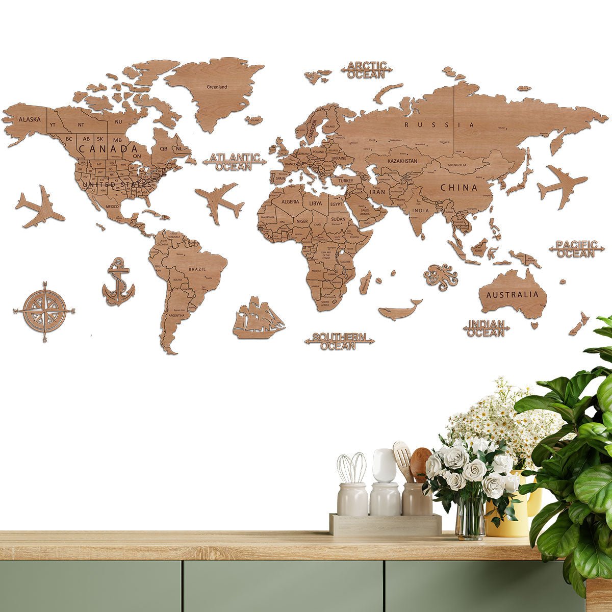 PREMIUM Weltkarte aus Holz - MINI