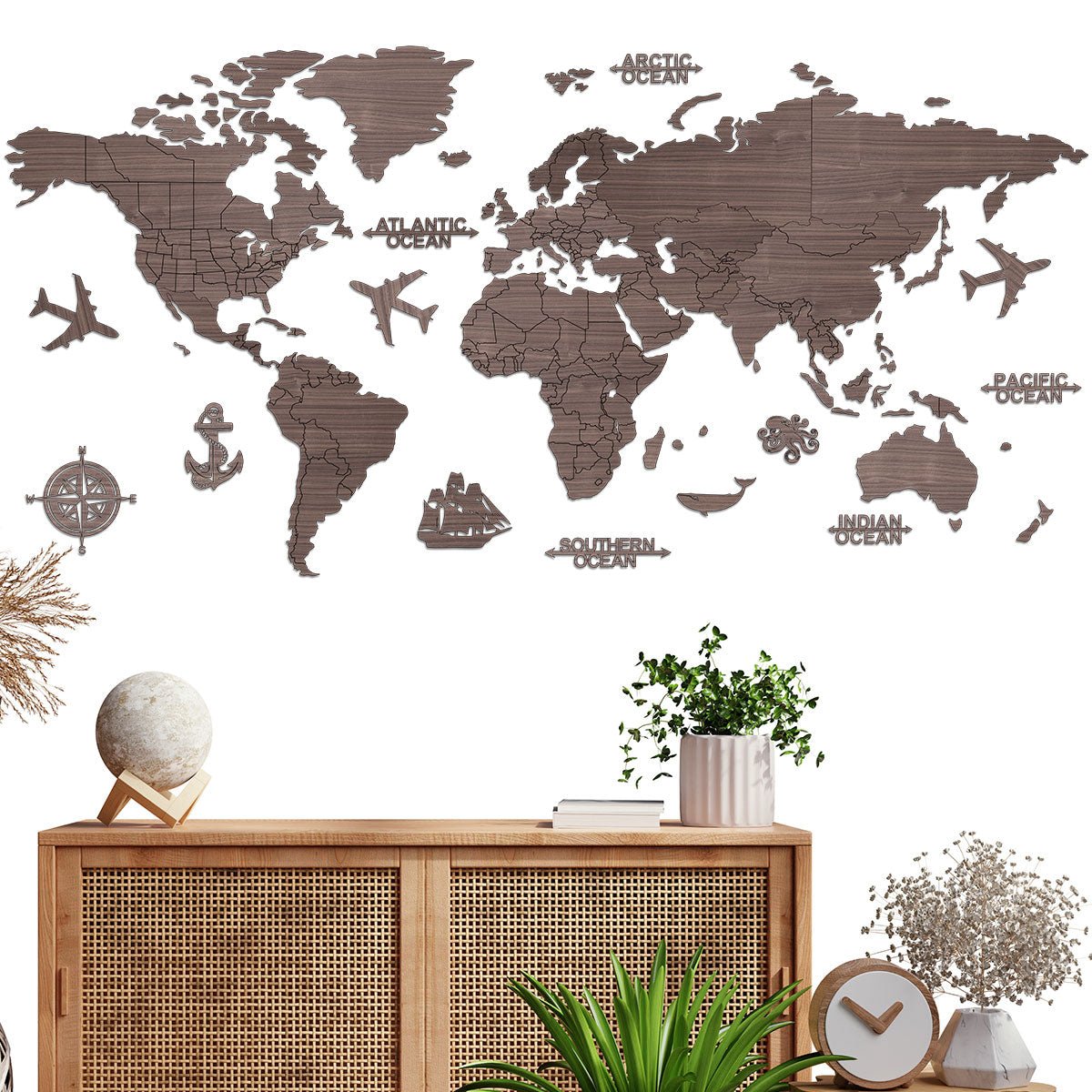 PREMIUM Weltkarte aus Holz - SMALL