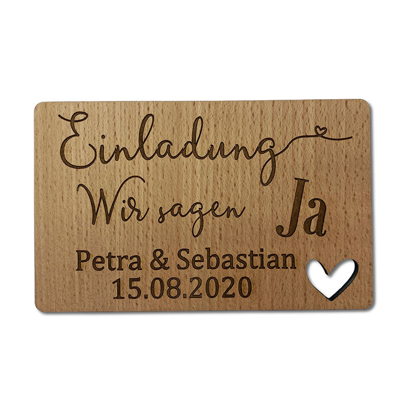 Hochzeitseinladung aus Holz - Wurmis-Holzdeko