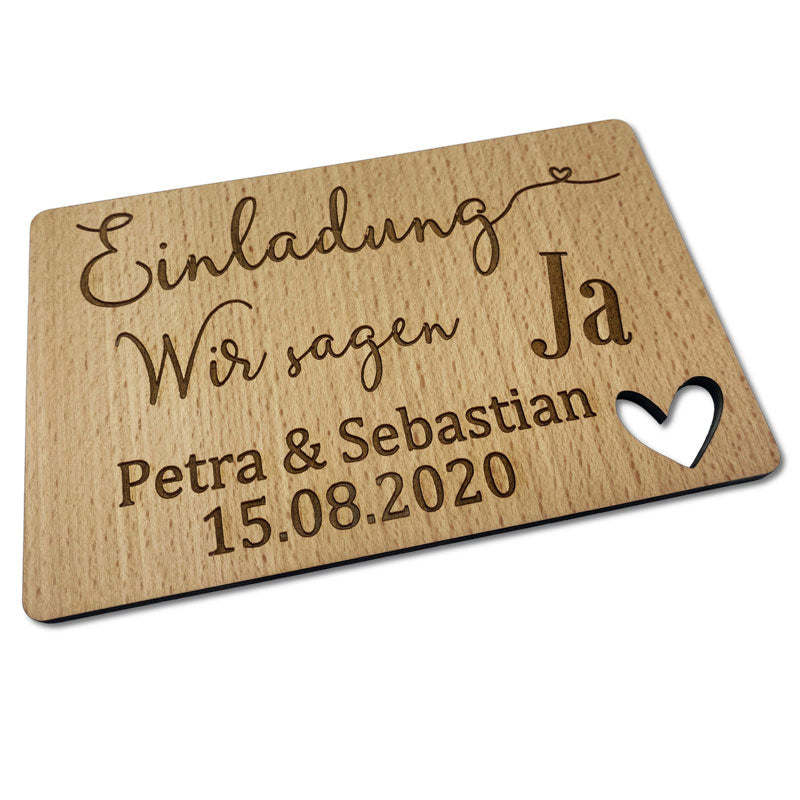Hochzeitseinladung aus Holz - Wurmis-Holzdeko