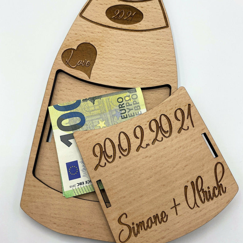 Sektflasche - Hochzeitsgeschenk - Wurmis-Holzdeko