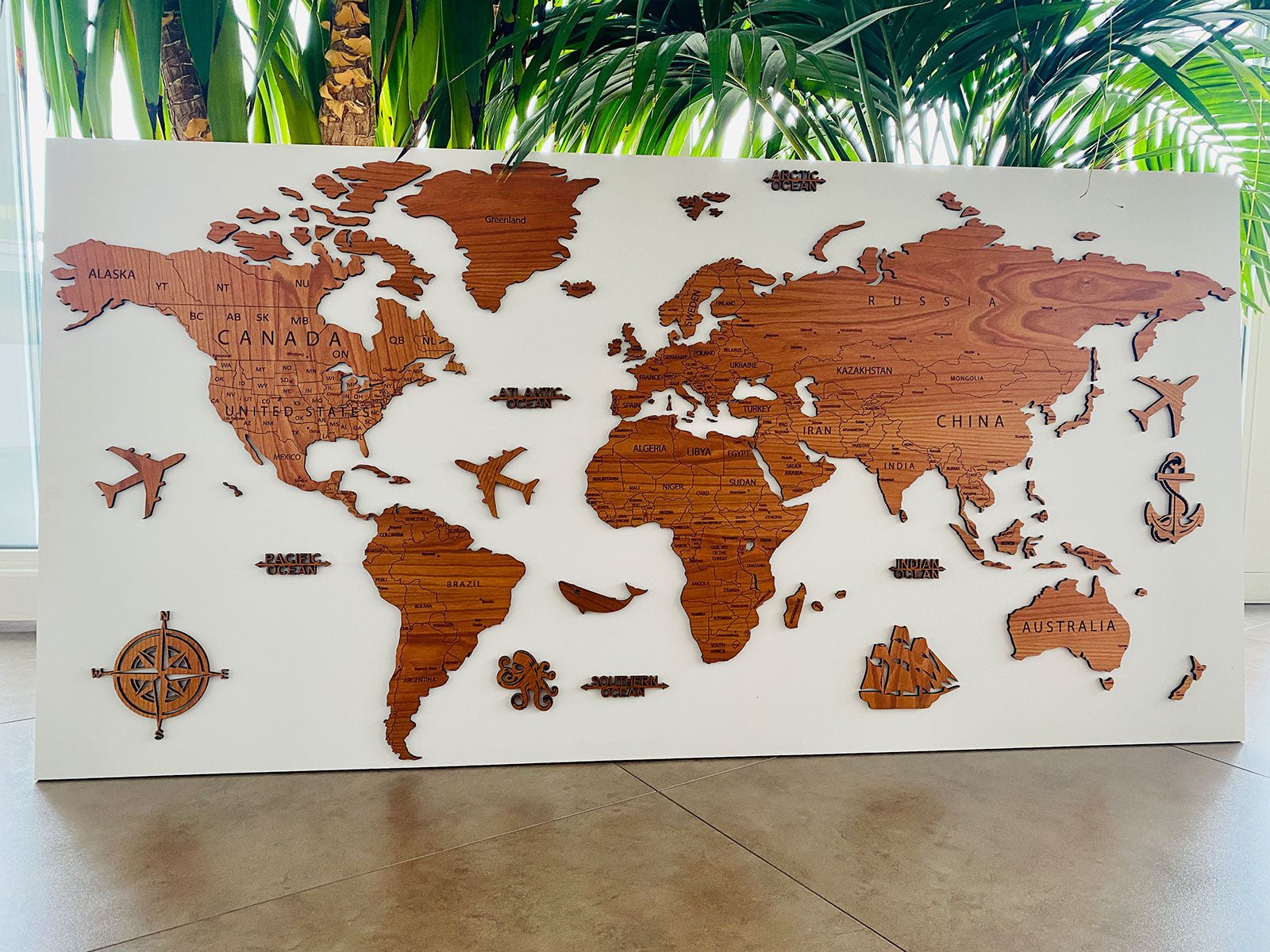 Weltkarte aus Holz | Wurmis-Holzdeko