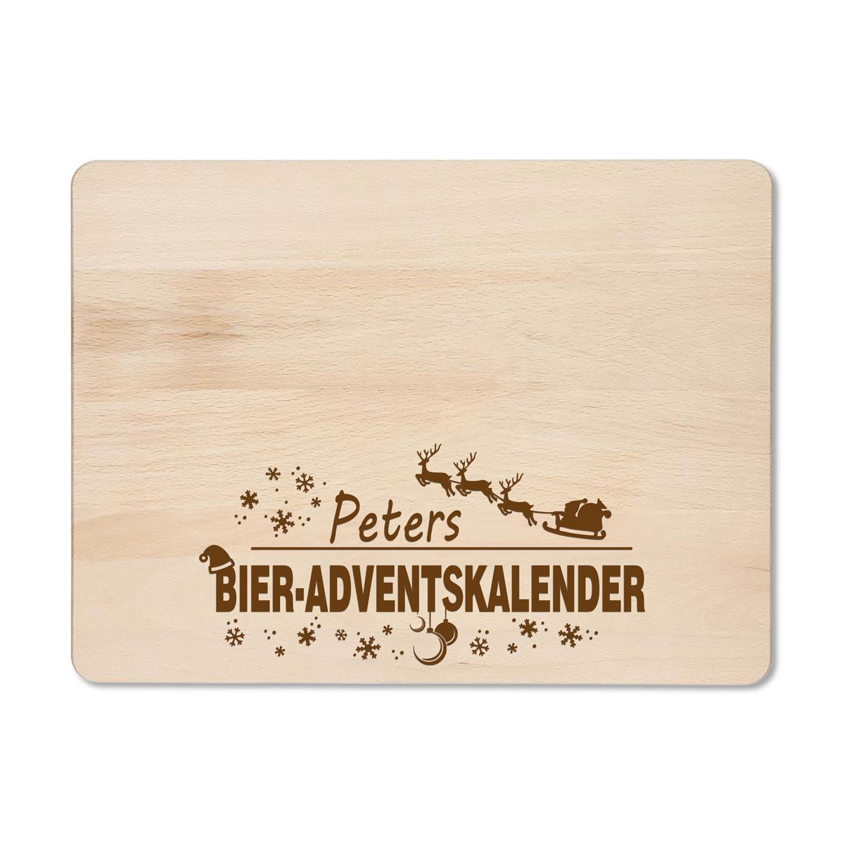 Holz-Sitzauflage für Bierkisten mit Adventskalender-Motiv, personalisierbar