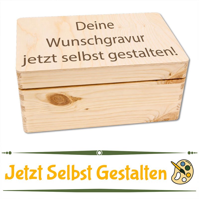 Personalisierte Holzbox zum Selbstgestalten mit Wunschgravur - Holzkiste mit Gravur