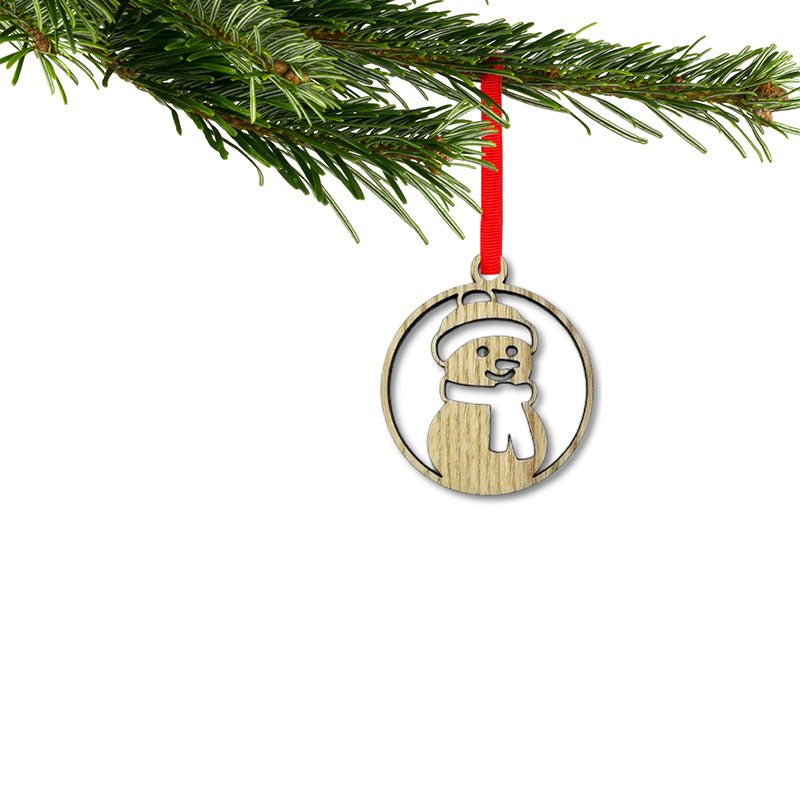 Christbaumanhänger Schneemann aus Holz – nachhaltiger Baumschmuck für Weihnachten