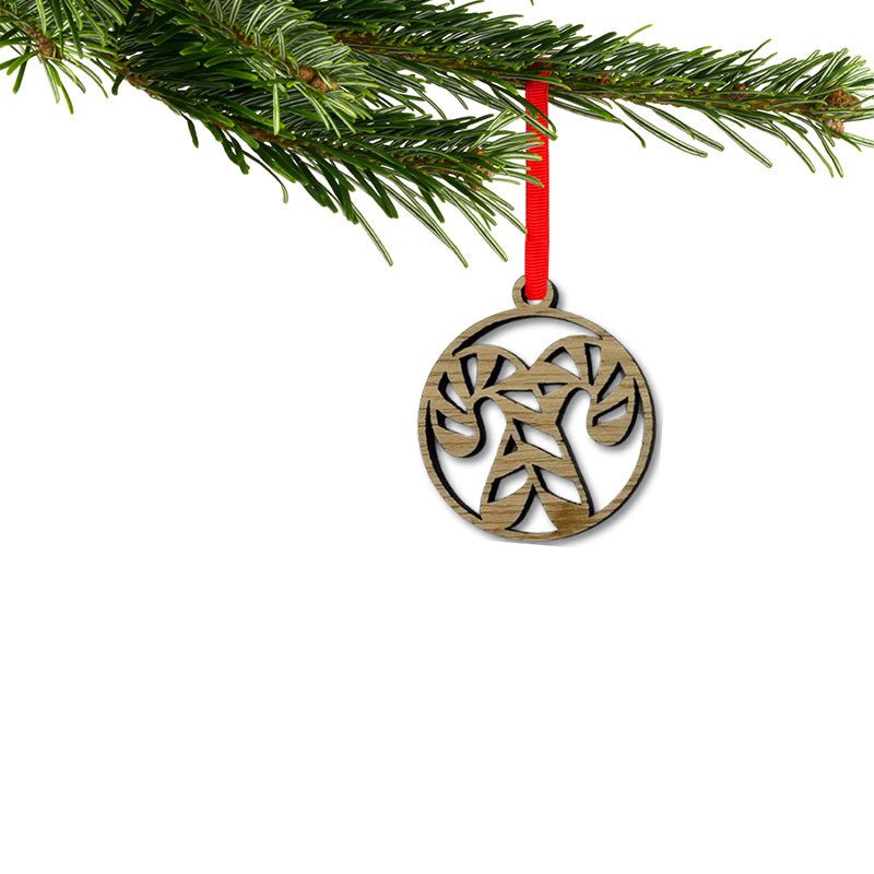 Holzanhänger Zuckerstange rund ca. 55 mm – Weihnachtsanhänger aus Holz, Verschiedene Holzarten