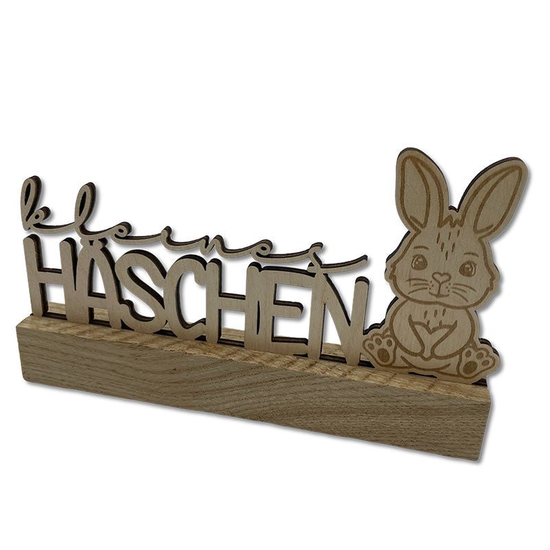 Osterdeko kleines Häschen Holz auf Fensterbank dekoriert - Osterdekoration aus Holz kaufen