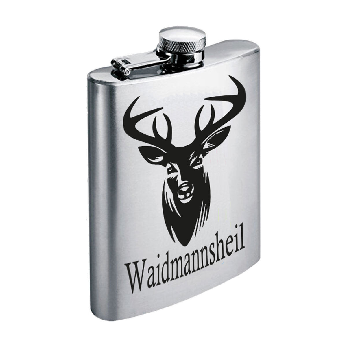 Flachmann mit Gravur – Hirsch Motiv graviert, edles Geschenkstück für Jäger