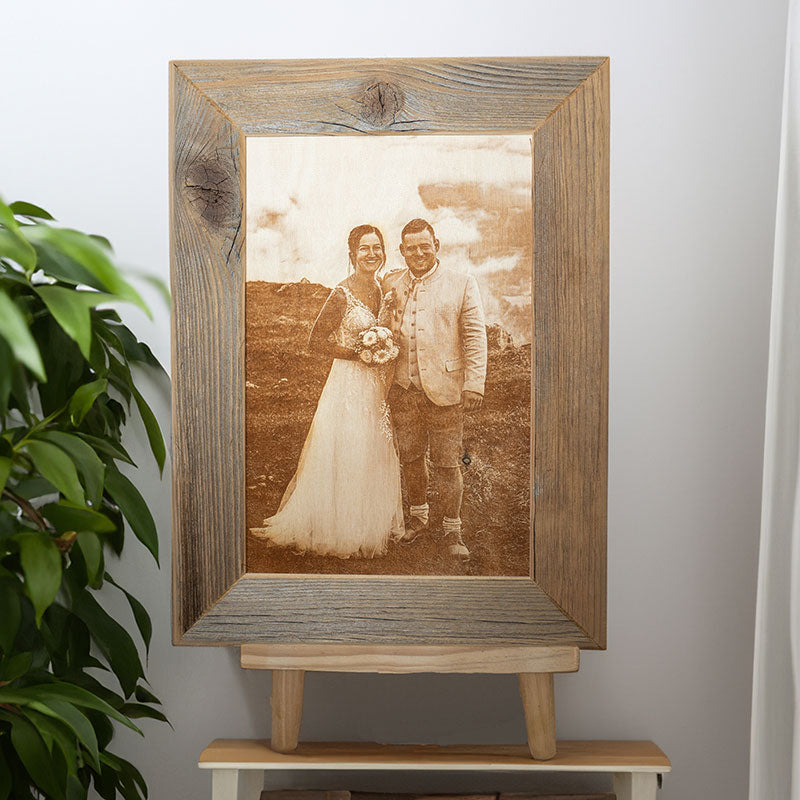 Altholz Bilderrahmen mit Fotogravur