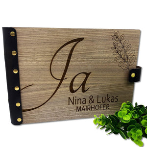 Hochzeit Gästebuch aus Holz mit persönlicher Gravur