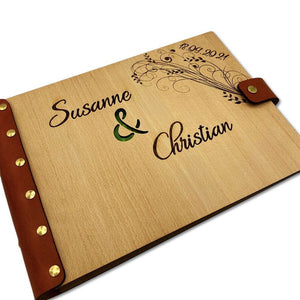 Hocheit Gästebuch aus Holz mit Gravur