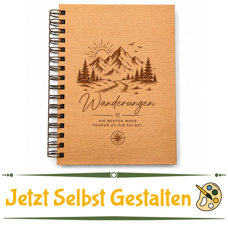 Personalisiertes Holzbuch aus Buchenholz mit individueller Gravur - Selbst gestalten 