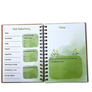 Babybuch erstes Jahr - Innenseiten Details - Holztagebuch