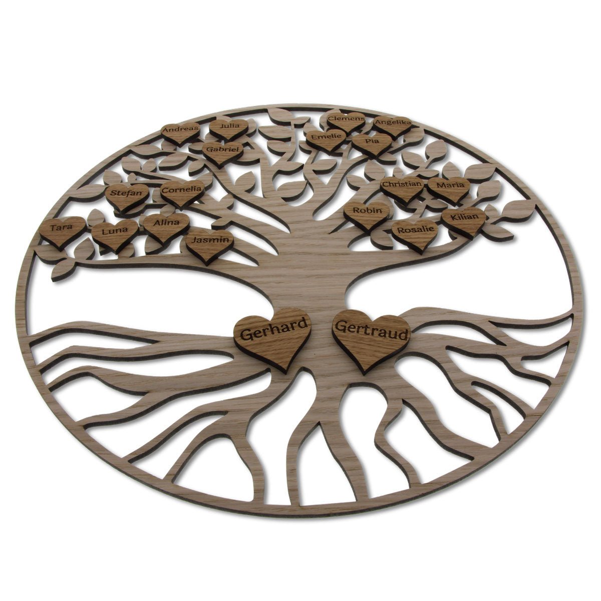 Lebensbaum 60 cm Durchmesser – als Stammbaum für Familien Geschenk aus Holz