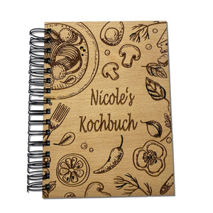 Kochbuch mit Gravur – Cover aus Echtholz mit Rezepttitel
