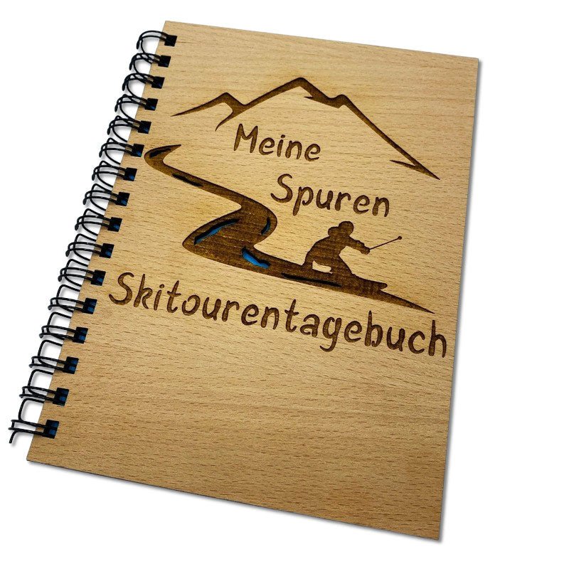 Tourentagebuch Skitour - Graviertes Holzbuch