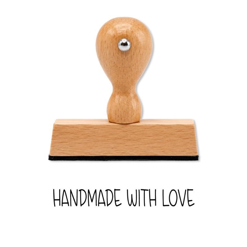 Holzstempel mit „Handmade“-Schriftzug – perfekt für DIY-Projekte - Stempel machen lassen 